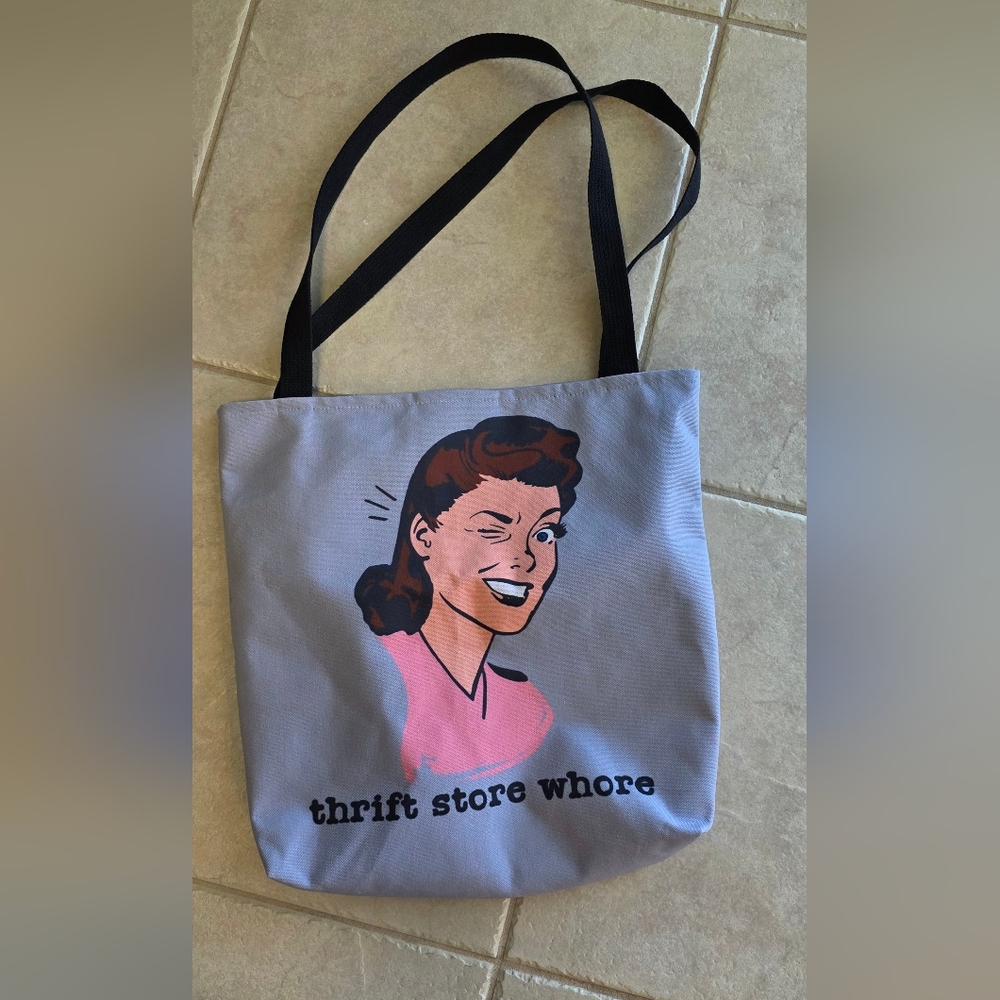 Thrift Store Retro Graphic Tote Bag Funny Shopper Purse